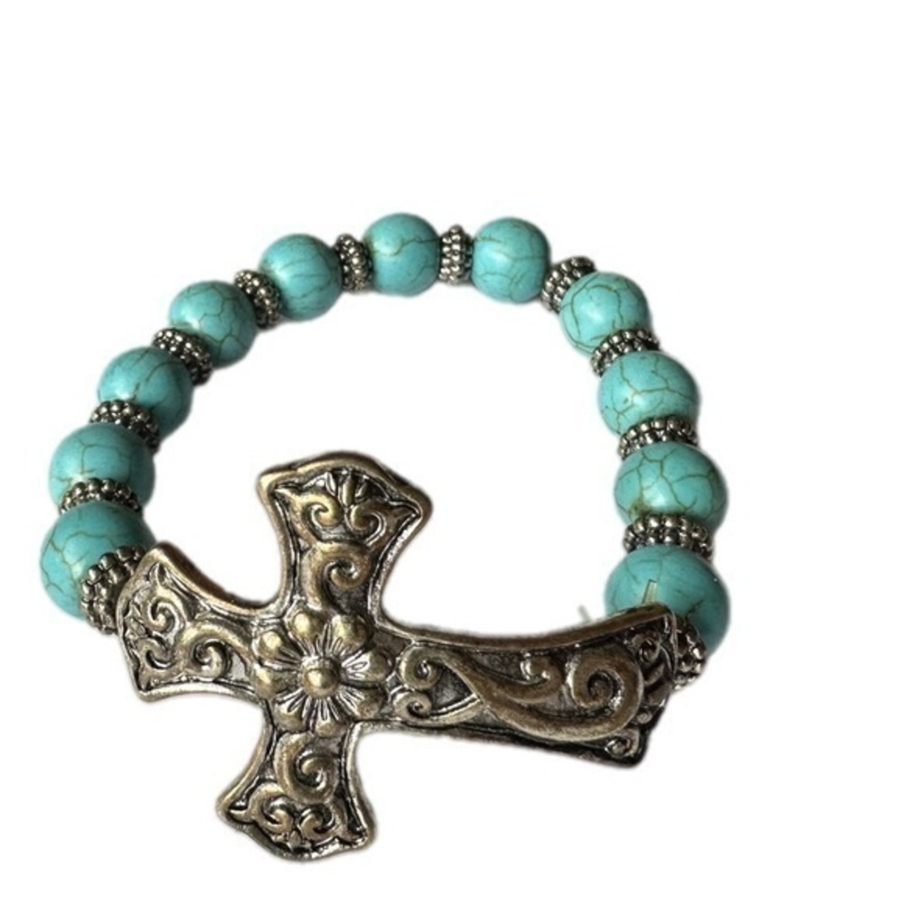 Turquoise cross bracelet
